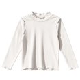 thumbnail image 1 of CPNG Girls Solid Color Long Sleeve Shirts Kids Ruffled Semi High Neck T Shirt Daily Classic Comfort Casual T Shirt(White,7-8 Years), 1 of 4
