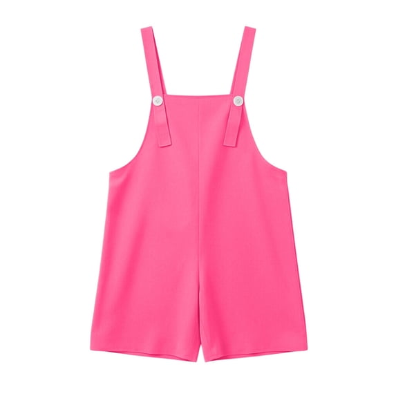 CPNG Girls Solid Color Short Overalls Sleeveless Suspender Romper Cute Short Jumpsuit with Adjustable Strap(Pink,3-4 Years)