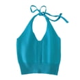 thumbnail image 1 of CPNG Girls Spaghetti Straps Tie Halter Neck Camisole Vest Summer Solid Color Trendy V Neck Strap Tank Top, 1 of 7