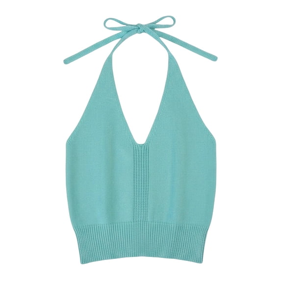 CPNG Girls Spaghetti Straps Tie Halter Neck Camisole Vest Summer Solid Color Trendy V Neck Strap Tank Top
