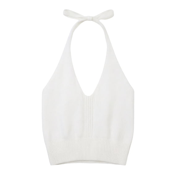 CPNG Girls Spaghetti Straps Tie Halter Neck Camisole Vest Summer Solid Color Trendy V Neck Strap Tank Top