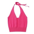 thumbnail image 1 of CPNG Girls Spaghetti Straps Tie Halter Neck Camisole Vest Summer Solid Color Trendy V Neck Strap Tank Top, 1 of 7