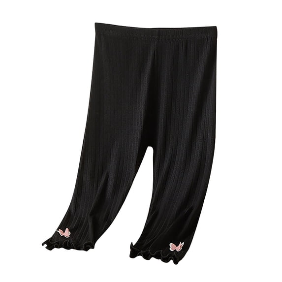 CPNG Girls Spring Summer Thin Knitted Leggings Pants Solid Color High Waist Slim Fit Leggings Stretchy Capri Legging Tight Pants