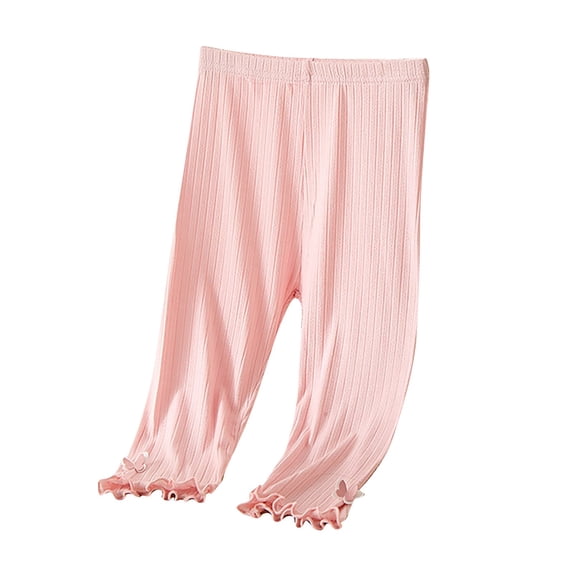 CPNG Girls Spring Summer Thin Knitted Leggings Pants Solid Color High Waist Slim Fit Leggings Stretchy Capri Legging Tight Pants
