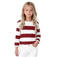 thumbnail image 1 of CPNG Girls Striped Long Sleeve Tee Shirts Casual Fashionable Crewneck Blouse Tee Tops Classic Comfort Tee(Wine,2-3 Years), 1 of 7