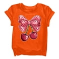 thumbnail image 1 of CPNG Girls Summer T-shirt Cherry Heart Print Loose Casual Stylish Crewneck Short Sleeve Cool Sports Top(Orange,3-4 Years), 1 of 7