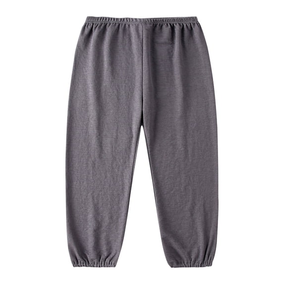 CPNG Girls Summer Thin Casual Pants Solid Color Comfortable Breathable Elastic High Waist Fashion Pants(Dark Gray,12-18 Months)