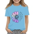 thumbnail image 1 of CPNG Girls Sunflower Shirts Cute Summer Crew Neck T-Shirt Floral Graphic Short Sleeve Tees Tops Casual Loose Tees(Sky Blue,4-5 Years), 1 of 5