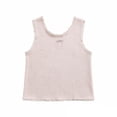 thumbnail image 1 of CPNG Girls Tank Tops Ribbed Sleeveless Crew Neck Solid Color Undershirts Camisole Bow Embroidery Lace Trim Cute Summer Cami, 1 of 8