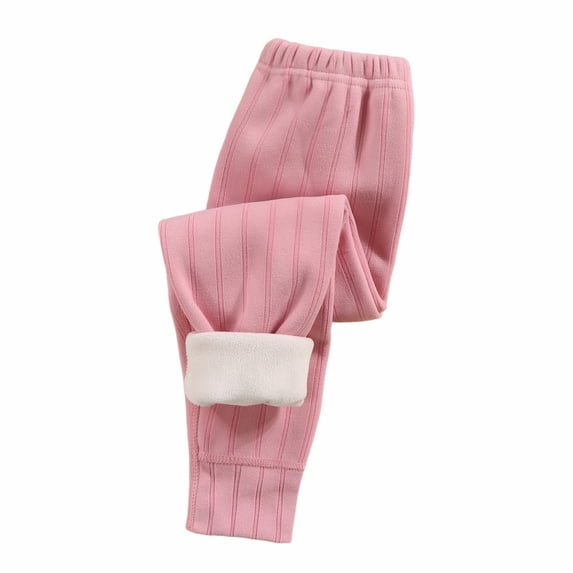CPNG Girls Thermal Warm Pants Sherpa Boys Girls Sweatpants Fleece Lined Winter Jogger Pants Home Pants(Pink,7-8 Years)