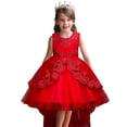 thumbnail image 1 of CPNG Girls' Vibrant Sleeveless Embellished Lace & Tulle High-Low Flower Girl Dress – Elegant Bodice with Intricate Embroidery, Flowy Ball Gown Skirt for Weddings, Birthday Parties, 1 of 7