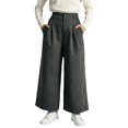 thumbnail image 1 of CPNG Girls Wide Leg Dress Pants Solid Color Elastic High Waist Wide Leg Casual Uniform Pants with Pockets, 1 of 7
