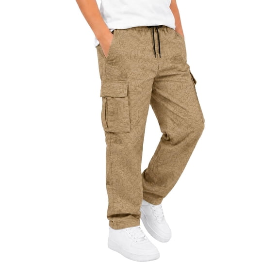 CPNG Girls and Boys Cargo Pants Stylish Camouflage Printed Elastic Waist Wide Leg Jogger Trousers Fashion Daily Wear Casual Pants