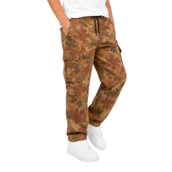 CPNG Girls and Boys Cargo Pants Stylish Camouflage Printed Elastic Waist Wide Leg Jogger Trousers Fashion Daily Wear Casual Pants
