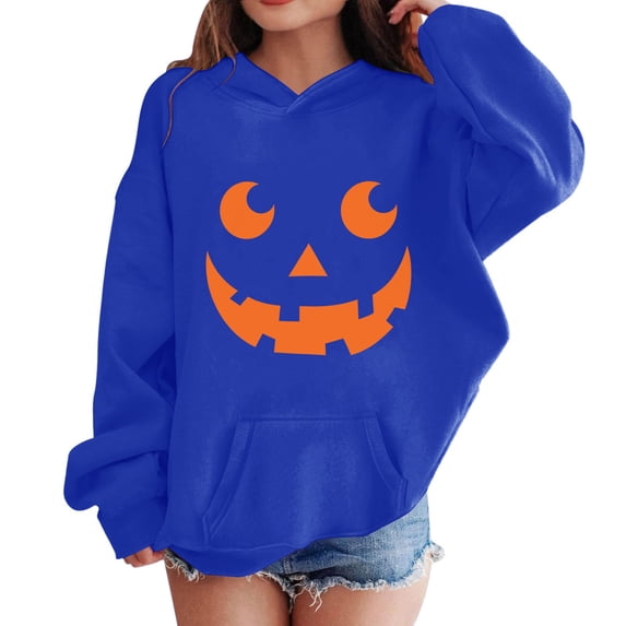 CPNG Girls and Boys Halloween Hoodies Long Sleeve Hooded Sweatshirt with Halloween Theme Print Loose Fit Casual Daily Pullovers Tops