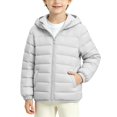 thumbnail image 1 of CPNG Girls and Boys Hooded Lightweight Puffer Jacket Solid Color Zip Up Long Sleeve Padded Coat Winter Casual Quilted Outerwear, 1 of 8