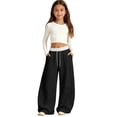 thumbnail image 1 of CPNG Girls and Boys Sweatpants Color Blocking Elastic High Waist Wide Leg Sweat Pants Soft Daily Wear Casual Baggy Running Fitness Long Pants, 1 of 4