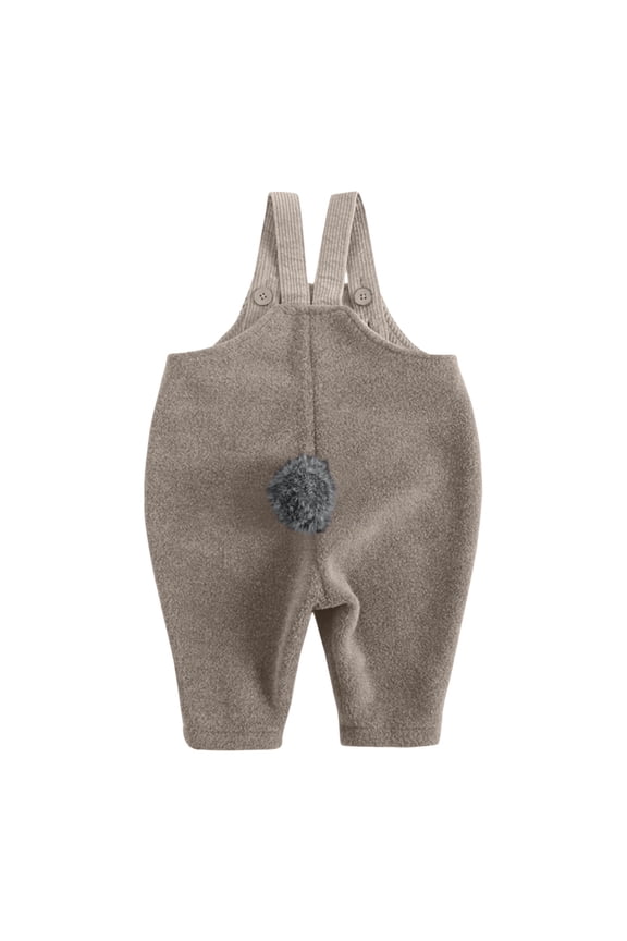 Infant Baby Boys Girls Bunny Tail Corduroy Overalls Fall Winter Cute Suspender Pants with Button Strap (Brown,6-12 Months)