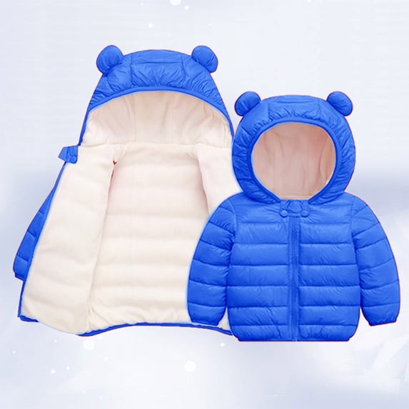 CPNG Infant Baby Girls Boys Hooded Snowwear with Bear Ears Toddler Down Jacket Outerwear Lining Coat Light Puffer Padded Outwear Kids Winter Warm Jacket