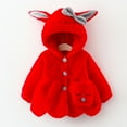 thumbnail image 1 of CPNG Infant Girl's Winter Coat Faux Fur Fleece Jacket Bunny Ear Baby Hooded Coat with Bag Thick Button up Fall Winter Outerwear Coat Bubble Jacket, 1 of 2