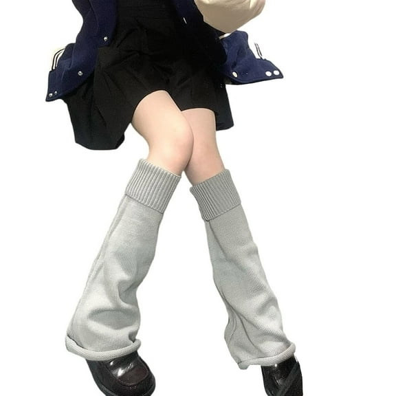 CPNG Japanese Style Flared Shape Long Student Leg Elastic Solid Color Striped Loose Knitted Leg Fashion Winter Warm Soft Comfy Thick Socks