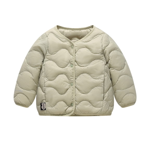 CPNG Kid Girl's Oversized Quilted Jacket Lightweight Button Down V-Neck Long Sleeve Down Puffer Coats with Pockets Winter Warm Padded Outerwear