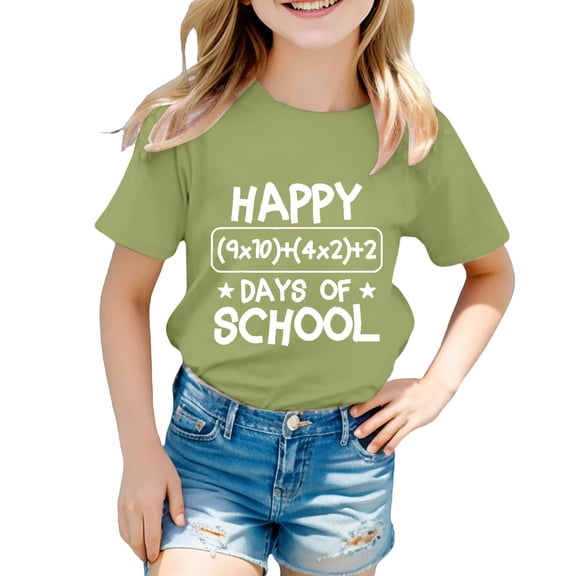 CPNG Kids' 100 Days of School Milestone T-Shirt - "Happy (9x10) (4x2) 2 Days of School" Funny Math Equation Graphic, Celebrate 100th Day of School with Star Design