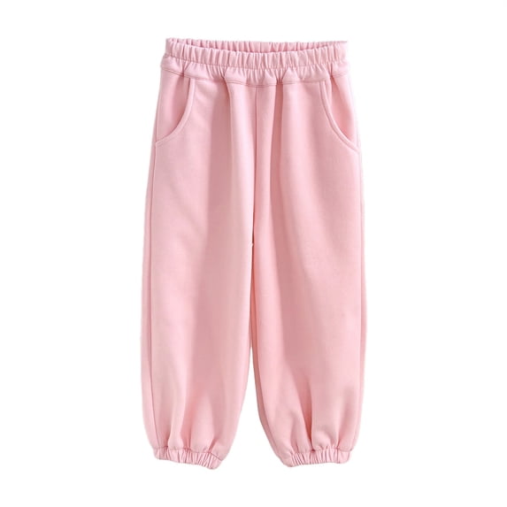 CPNG Kids Boys Girls Elastic Waist Joggers Cotton Wide Leg Lounge Pants Long Trousers with Pocket Solid Color Harem Pants Baggy Sweatpants Fall Winter Clothes