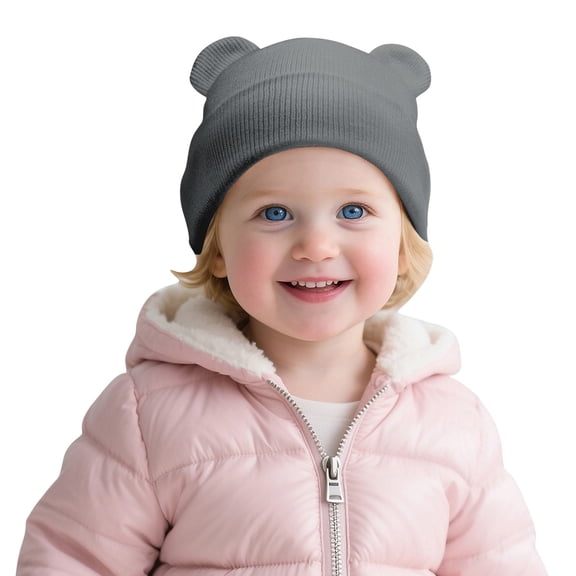 CPNG Kids Cozy Hat Winter Knitted Hat Soft Warm Beanie Hat Cotton Skull Cap Adorable Bear Ears Stretchy Comfortable for Baby Boy Girl Cold Weather Daily Wear