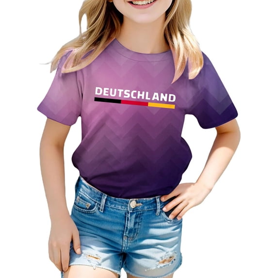 CPNG Kids Football T-shirt Girls and Boys Soccer Print Germany Flag Print Round Neck Short Sleeve Fanshirt Football Home Shirt Outdoor T-shirt