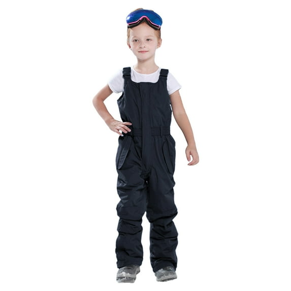 CPNG Kids Girl's Adjustable Ski Bibs Overalls Solid Color Wate Resistant Snow Snowboarding Pants with Pockets Winter Warm Pants Insulated