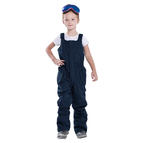 CPNG Kids Girl's Adjustable Ski Bibs Overalls Solid Color Wate Resistant Snow Snowboarding Pants with Pockets Winter Warm Pants Insulated