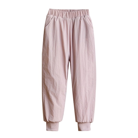 CPNG Kids Girls Boys Cotton Padded Pants Winter Ski Pants Windproof Thick Warm Activewear Snowpant Outdoor Sport Pants(Pink,7-8 Years)
