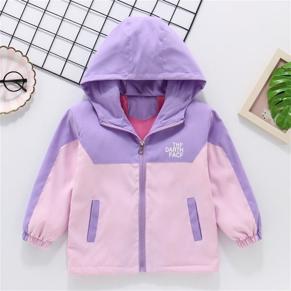 CPNG Kids Girls Boys Water-Resistant Windbreaker Rain Jacket Fleece Athletic Waterproof Windproof Zip Up Raincoat Biking Hiking Lightweight Fall Coats