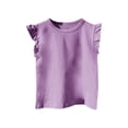 thumbnail image 1 of CPNG Kids Girls Fashion Summer Ruffled T Shirts Comfortable Breathable Loose Flying Sleeve Round Neck T Shirts Tops(Purple,9-10 Years), 1 of 9