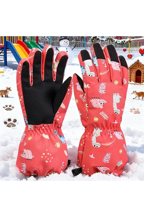 Kids Snow Gloves Ski Ice Skating Gloves Winter Warm and Waterproof Cold Weather Warm Lining Gloves Snowboarding Windproof Gloves-for Parent Boys Girls