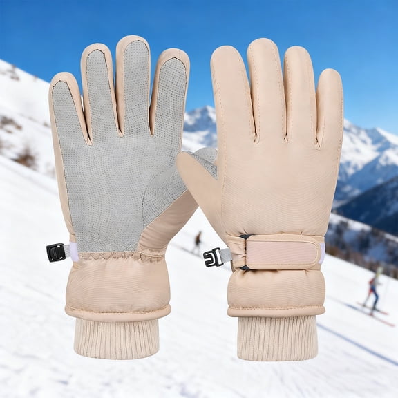 CPNG Kids Snow Ski Gloves for Boys Girls Winter Snowboard Waterproof Windproof Solid Color Mittens Thermal Fleece Gloves for Cold Weather