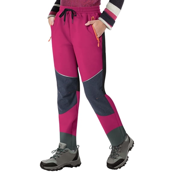 CPNG Kids Snow Ski Pants Softshell Skiing Snow Hiking Pants Boys Girls Waterproof Outdoor Trousers Bottoms Waterproof Windproof Fleece Warm Snowboard Pants