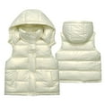 thumbnail image 1 of CPNG Kids Solid Color Shiny Puffer Jackets Boys Girls Reflective Hooded Vest Metallic Down Vest Quilted Zip Up Hat Collar Pocketed Sleeveless Jacket, 1 of 6