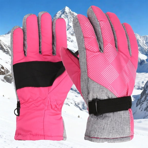 CPNG Kids Warm Gloves Boys Girls Windproof Waterproof Breathable With Thick Plush Lining Snow Skating Snowboarding Winter Gloves for Hiking Cycling