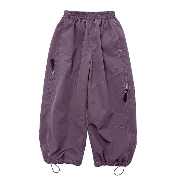 CPNG Kids Waterproof Snowpants Parachute Pants Winter Fleece Lined Casual Baggy Windbreaker Pants Cuffed Ankle Outdoor Ski Pants Boys Girls Snow Pants