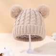 thumbnail image 1 of CPNG Kids Winter Knitted Beanie Hat Cute Girls Hats with Double Faux Fur Pom Pom Warm Fleece Lined Knit Beanies Cap for Cold Weather, 1 of 7