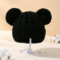 thumbnail image 1 of CPNG Kids Winter Knitted Beanie Hat Cute Girls Hats with Double Faux Fur Pom Pom Warm Fleece Lined Knit Beanies Cap for Cold Weather, 1 of 6