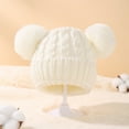 thumbnail image 1 of CPNG Kids Winter Knitted Beanie Hat Cute Girls Hats with Double Faux Fur Pom Pom Warm Fleece Lined Knit Beanies Cap for Cold Weather, 1 of 7