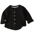 thumbnail image 1 of CPNG Little Girl Knit Sweater Pullover Toddler Button Decoration Round Neck Sweater Infant Button-Down Sweater(Black,5-6 Years), 1 of 8
