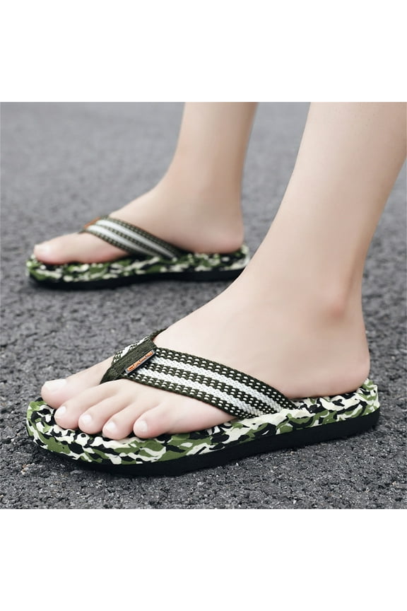 Men Beach Acupressure Massage Slippers Anti Slip Flops Flat Bottom Lightweight Slip On Comfortable Camouflage Outdoor Flip Flops Comfort Footwear