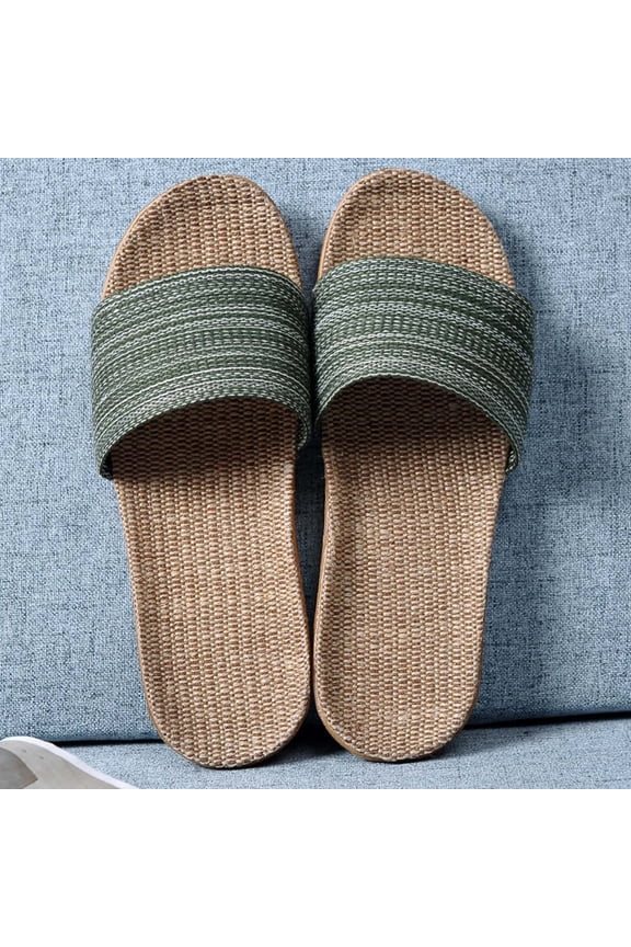 Men Linen Slippers Comfotable Cotton and Linen Home Anti Slip Thick Soles Orthopedic Slippers Summer Skidproof Indoor Comfortable Shower Causal Beach Shoes