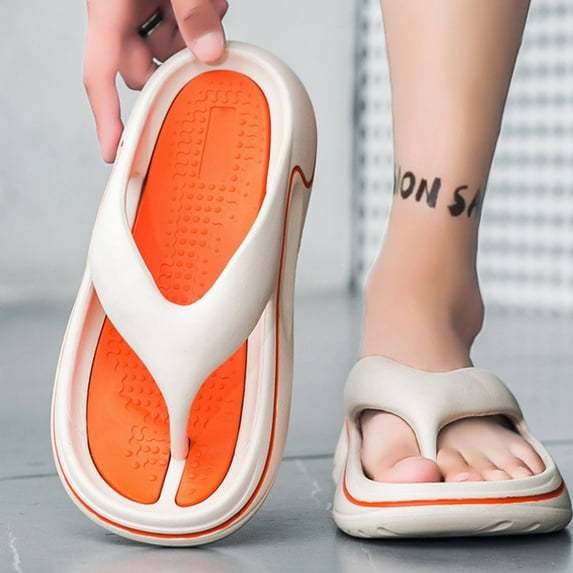 CPNG Men Orthopedic Non-Slip Cloud Flip Flops Thick Lightweight Comfortable Bottom Beach Slides Pillow Soft Cushion Beach Flip Flops EVA Comfy Bath Spa Walking Sandals
