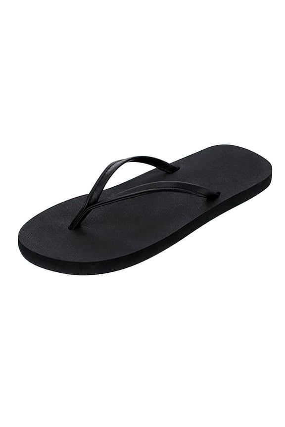 Men Slim Flip Flops Shower Slip-on Shoes Flat PU Strap Sandals for Bathroom Summer Beach Pool Ultra Lightweight Comfortable Basic Thongs Rubber Soft Slide