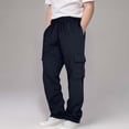 thumbnail image 1 of CPNG Men Wide Leg Cargo Pants Baggy Straight Leg Sweatpants Drawstring Cinch Bottom High Waisted Pants Trendy Casual Baggy Joggers Pants with Pockets, 1 of 6